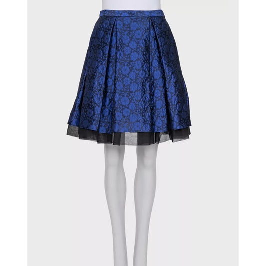Christian Dior Blue Floral Silk Skirt - Sz M (EU 42) pre-owned