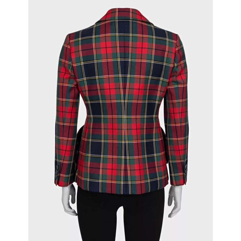 Christian Dior 2019 Tartan Fitted Wool Jacket Sz 40 pre-owned