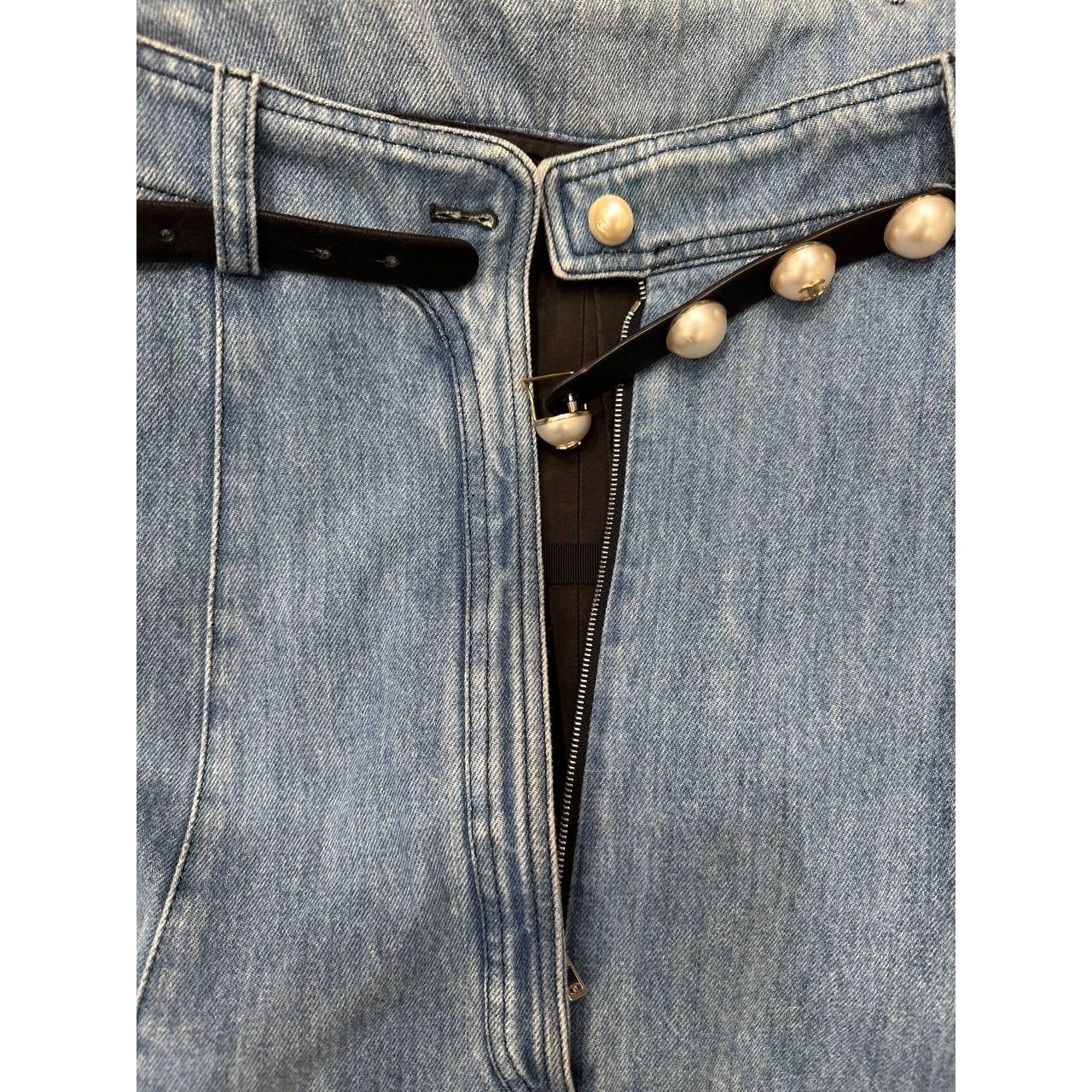 Chanel 2013 Strapless Denim Pearl Belt Dress with Sz. 38 pre-owned
