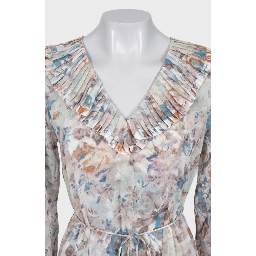 Zimmermann Sheer Pleated Floral Dress - FOX2 Pre-owned
