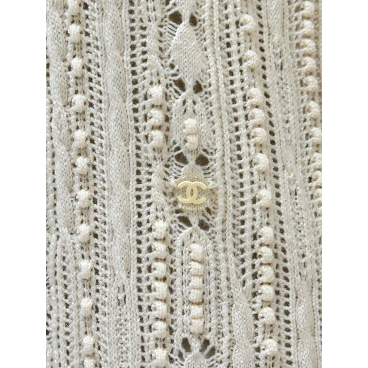 Elegant Chanel Knit Cream Wool Blend Dress Sz.40 Pre-owned