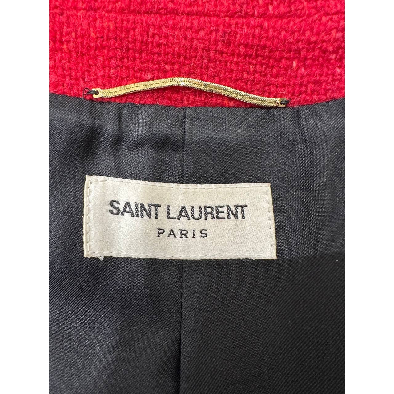 Saint Laurent Red Tweed Double Breasted Blazer Sz 40 Pre-owned