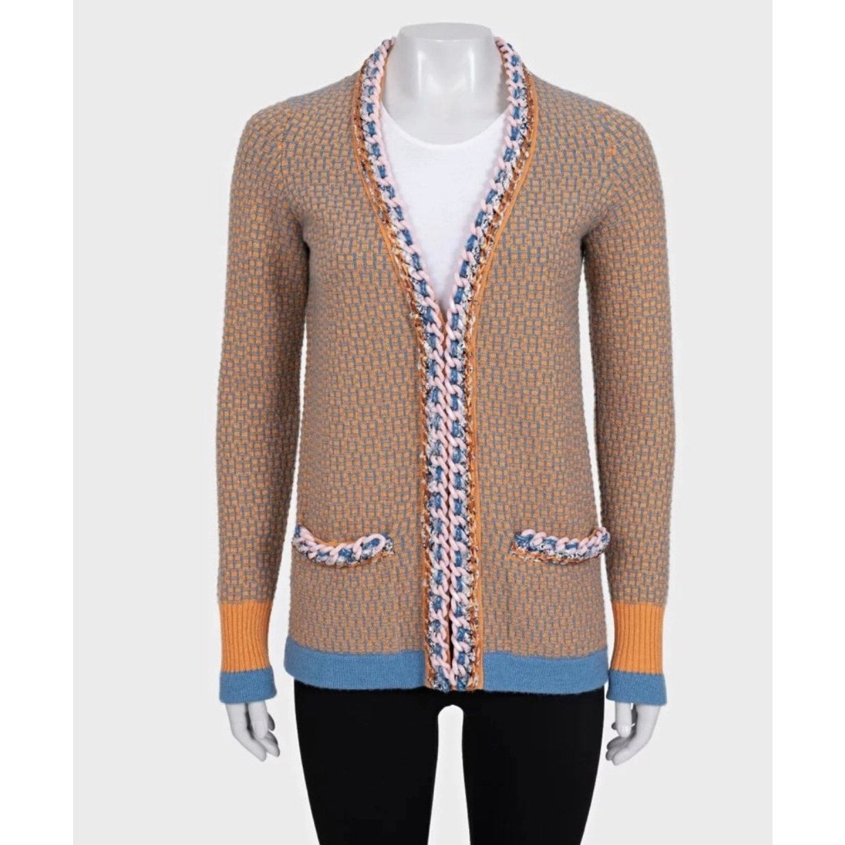 Chanel Checked Cashmere Cardigan Sz.36 Pre-owned