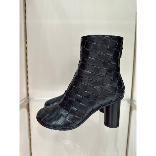 Bottega Veneta Intrecciato Black Leather Ankle Boots Sz.36 Pre-owned