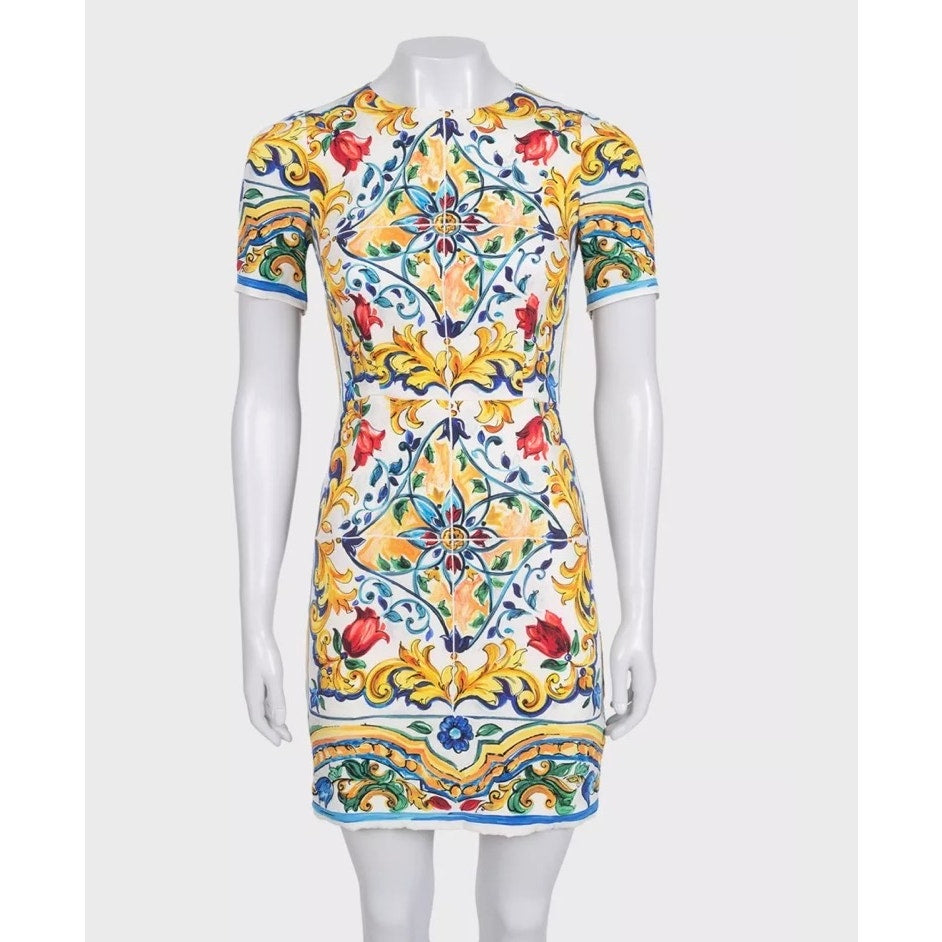 Stunning Dolce & Gabbana White Silk Floral Dress IT40/S Pre-owned