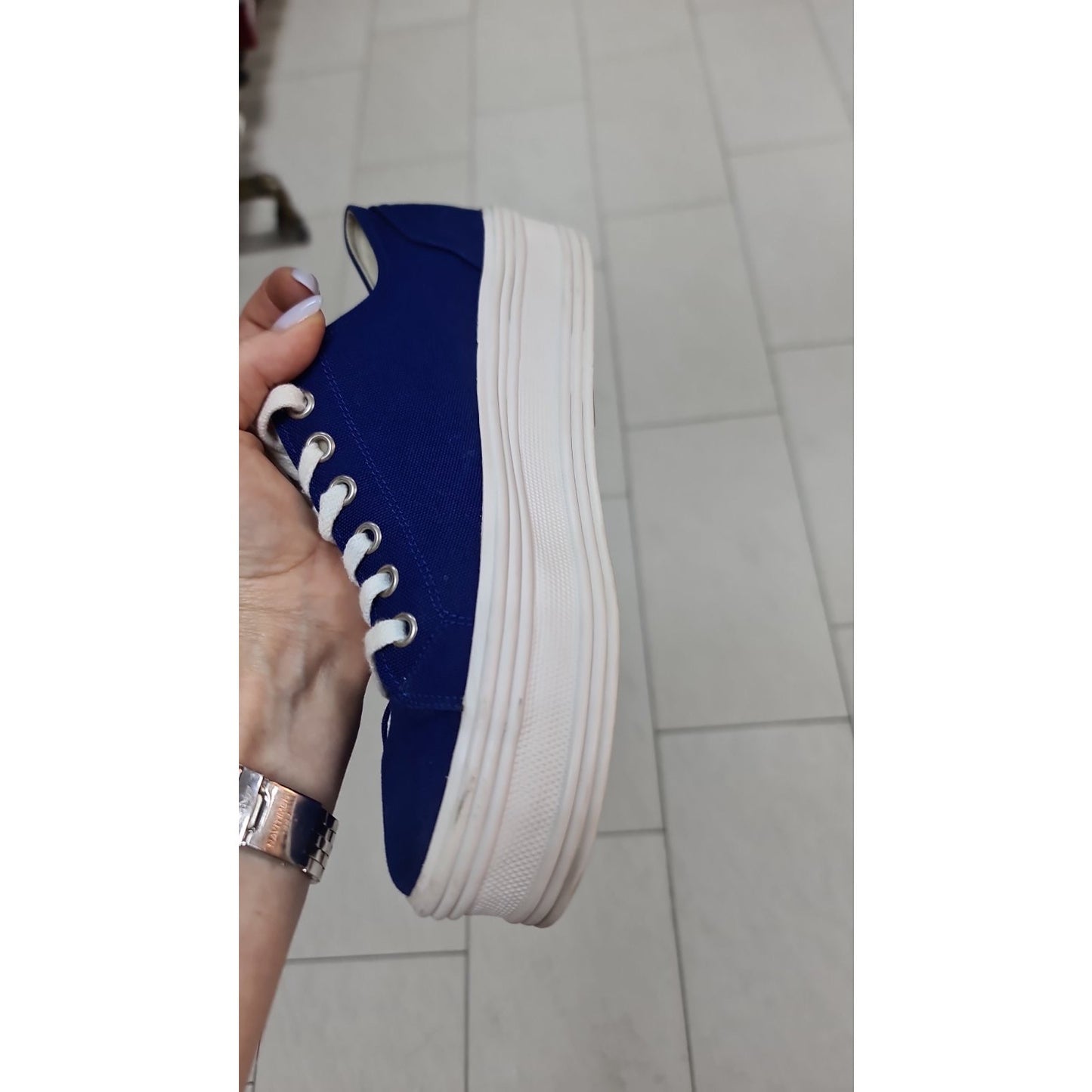 Celine High-sole Navy Textile Logo Sneakers  Sz.38