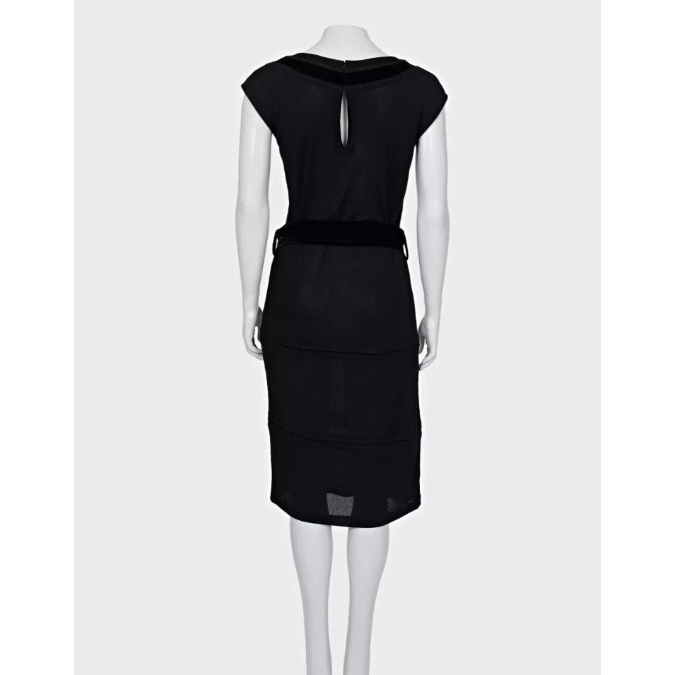 Saint Laurent Black Velvet Trim Dress - Size Large (L) pre-owned