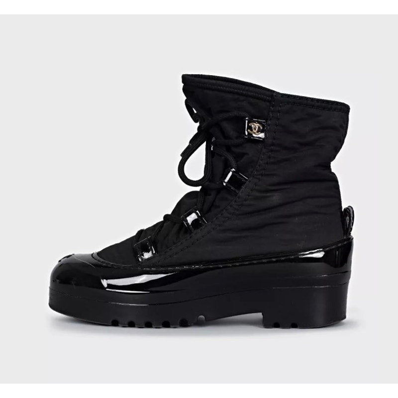Chanel Black Lace-Up Boots - Size 37 Pre-owned