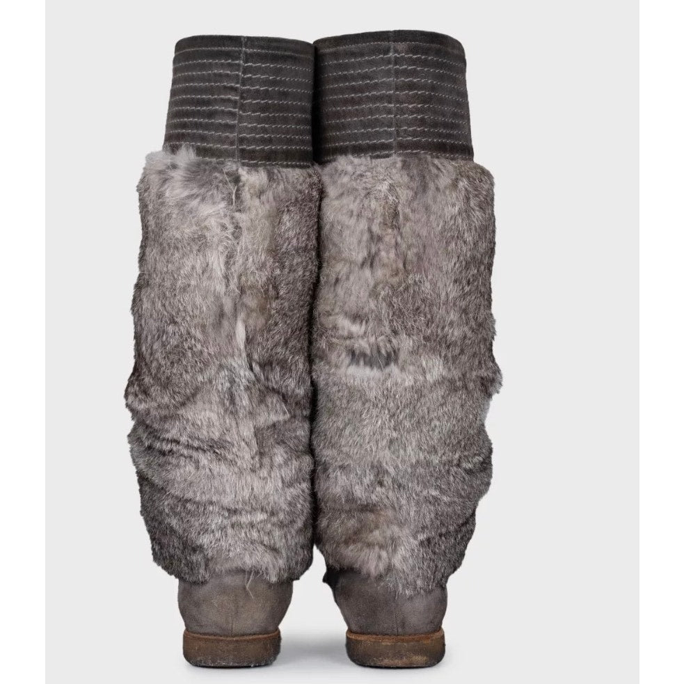 Christian Dior Gray Suede & Fur Boots - EU 37.5 Pre-owned