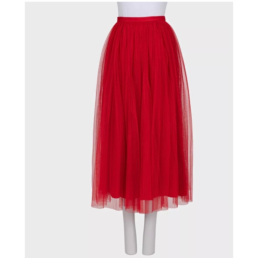 Christian Dior Red Tulle Skirt with Silk Lining - Size 36/S Pre-owned