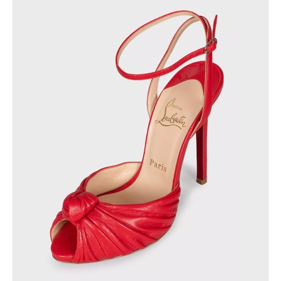 Christian Louboutin Red Leather Strappy Sandals Size 38 pre-owned