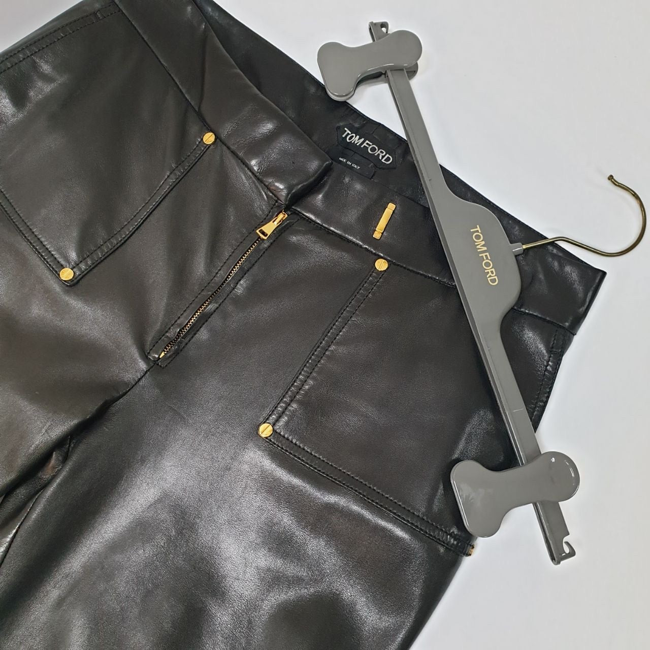 Tom Ford Black Leather Leggins Pants Sz.40 pre-owned