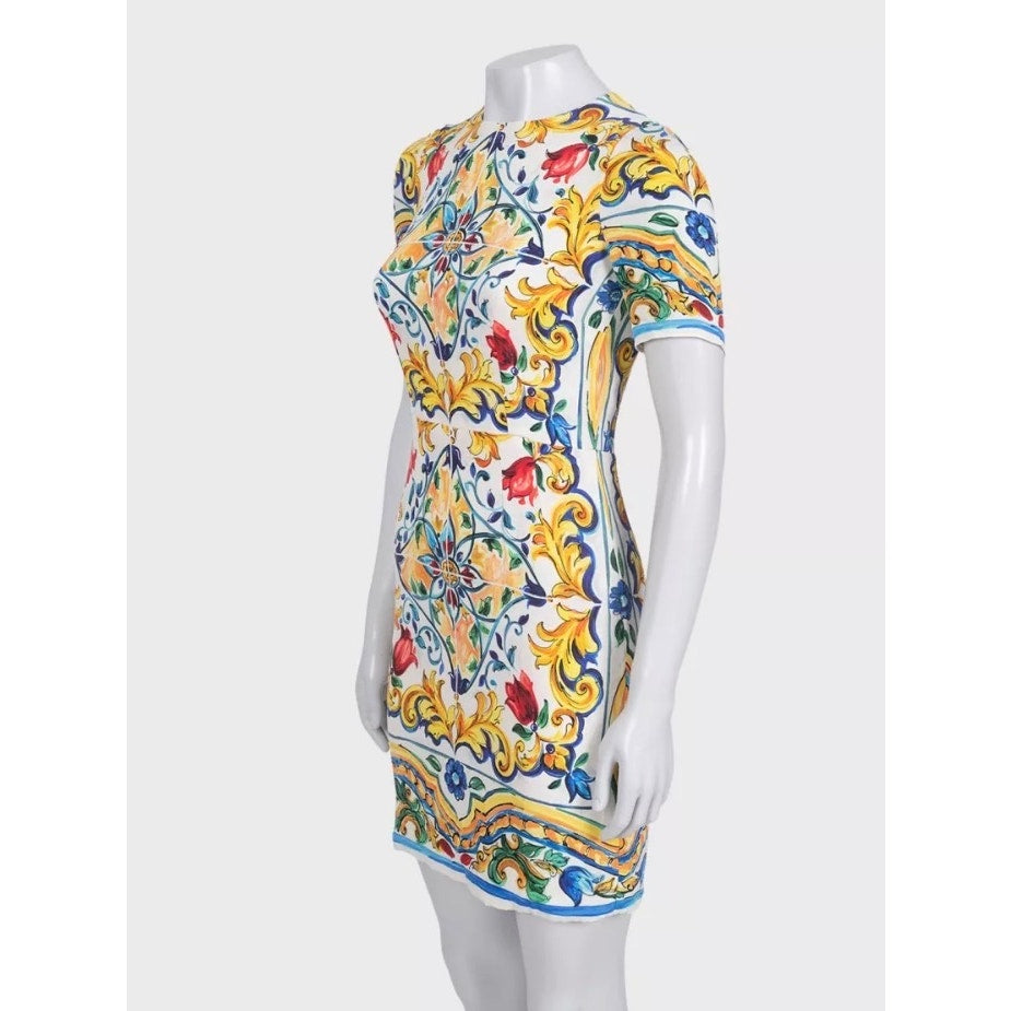 Stunning Dolce & Gabbana White Silk Floral Dress IT40/S Pre-owned