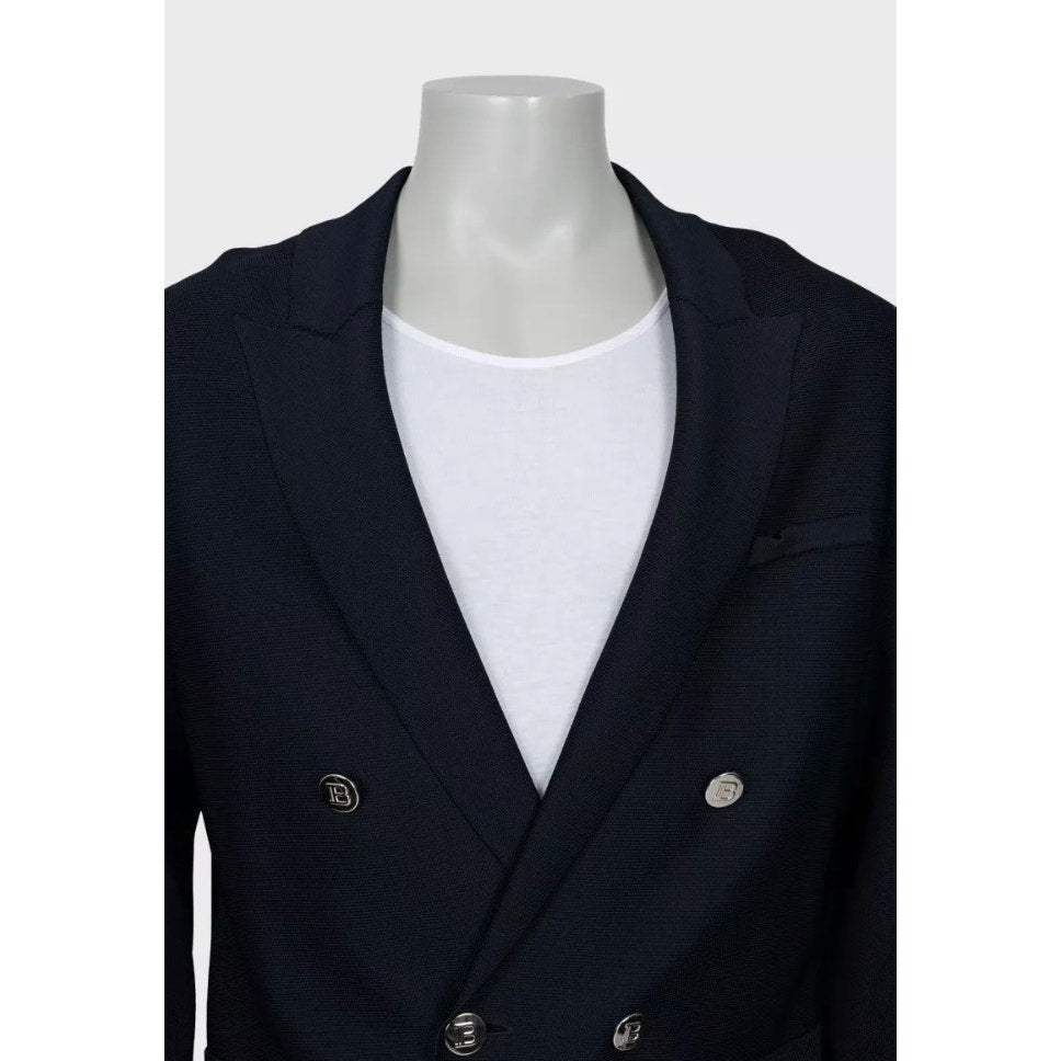 Balmain Men's Blue Double Breasted Viscose Cardigan XL Pre-owned