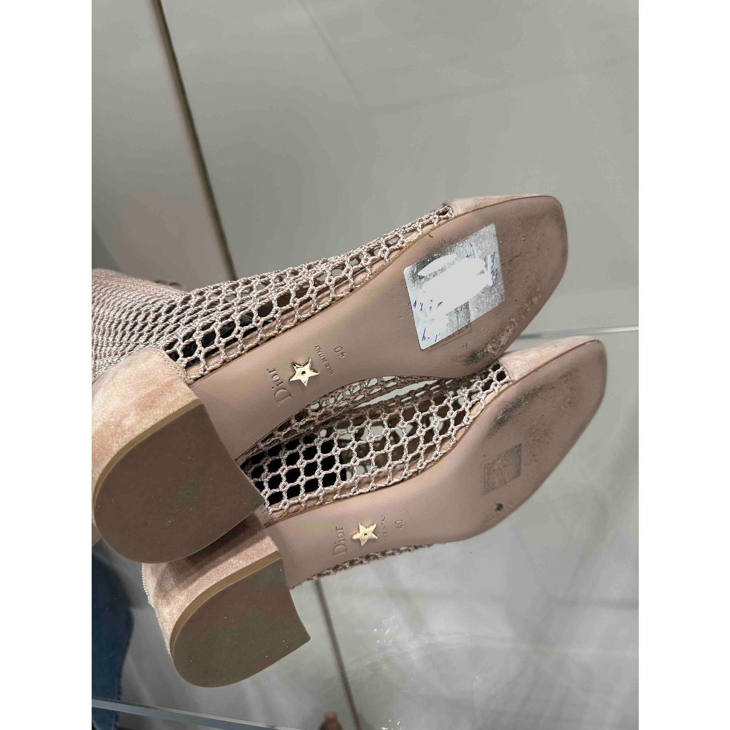 Christian Dior Beige Resille Naughtily-D Lace-Up Over-The-Knee Boots - Size 40 Pre-owned