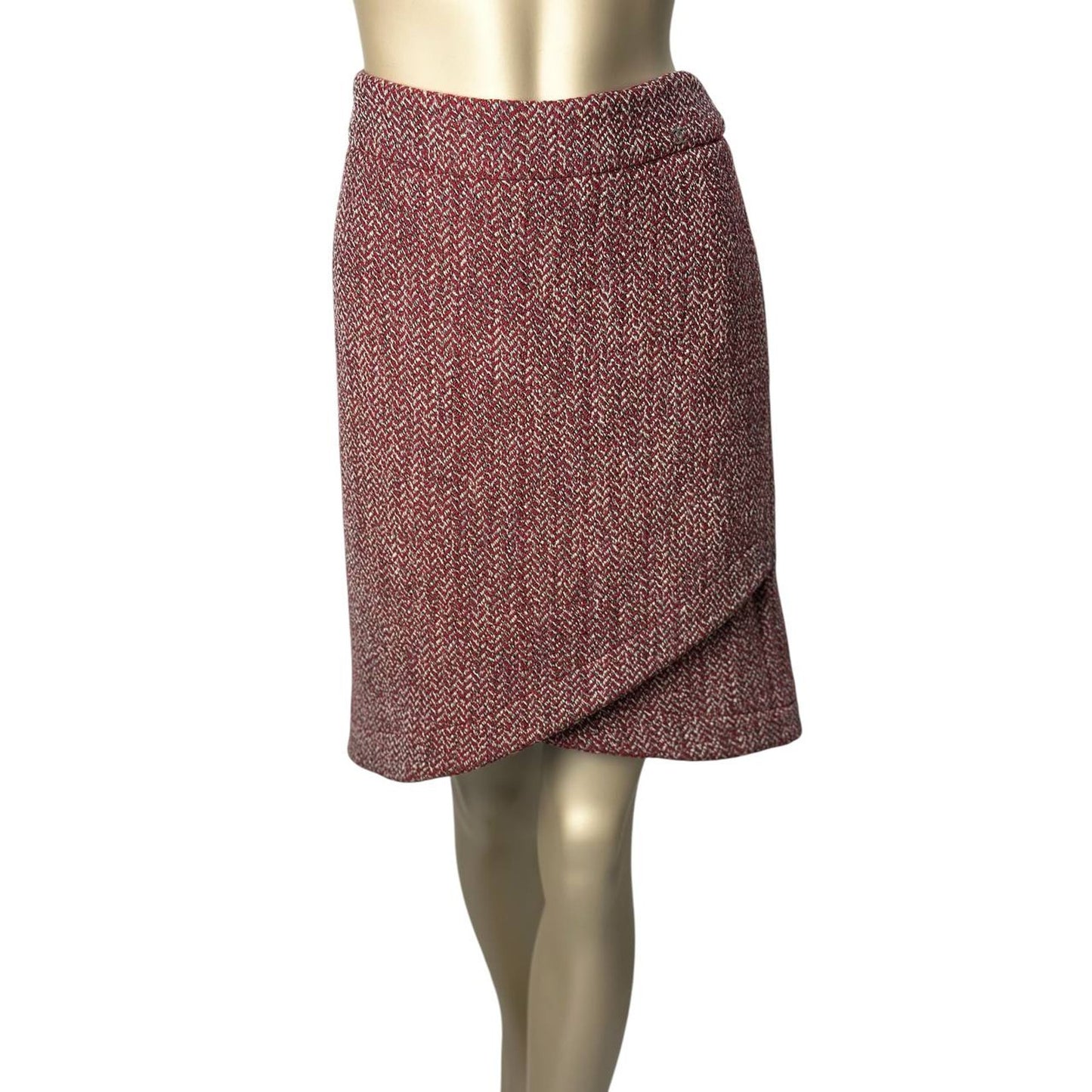 Chanel Tweed Wool Wrap Skirt Sz.44 Pre-owned
