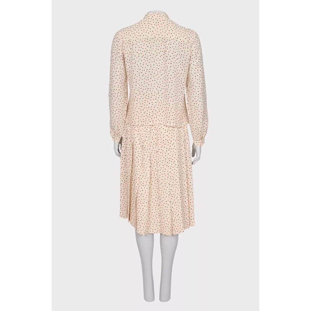 Celine Silk Printed Blouse & Skirt Set - Size FR44 Pre-owned