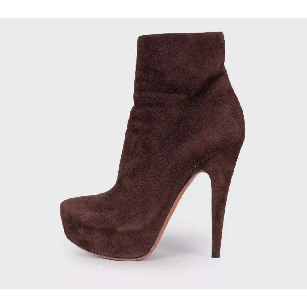 Alaïa Dark Brown Suede Ankle Boots - Size 39 Pre-owned