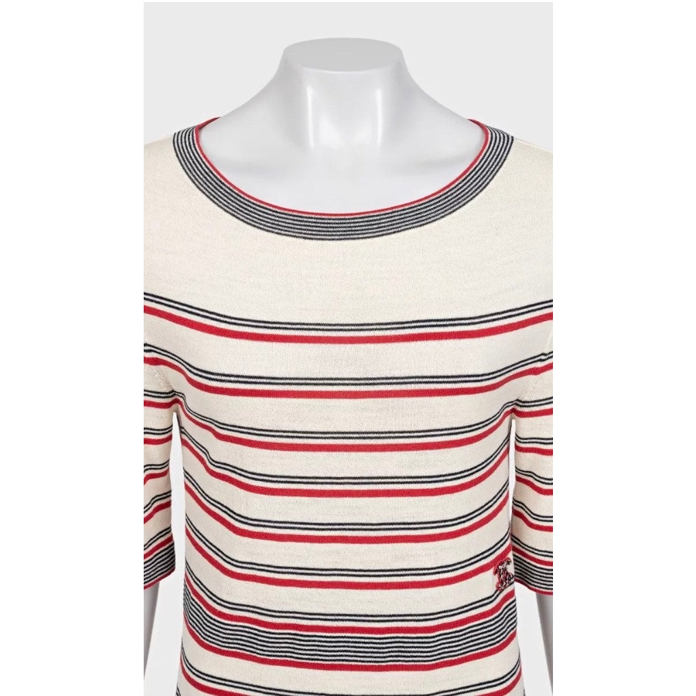 Chanel Beige Striped Print Dress - Size FR36/S pre-owned