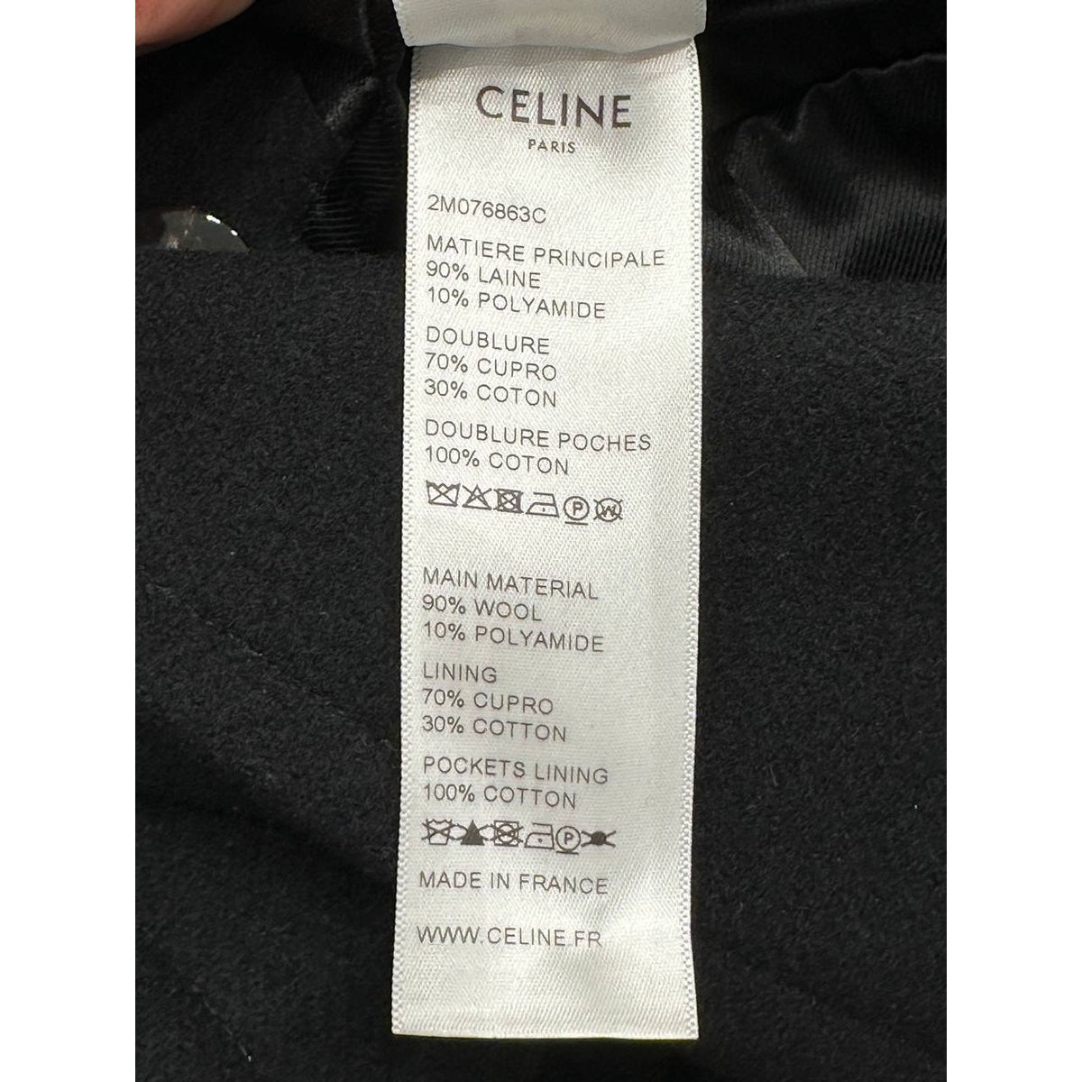 Celine Black Double-Breasted Wool Coat, Size 38  Pre-owned