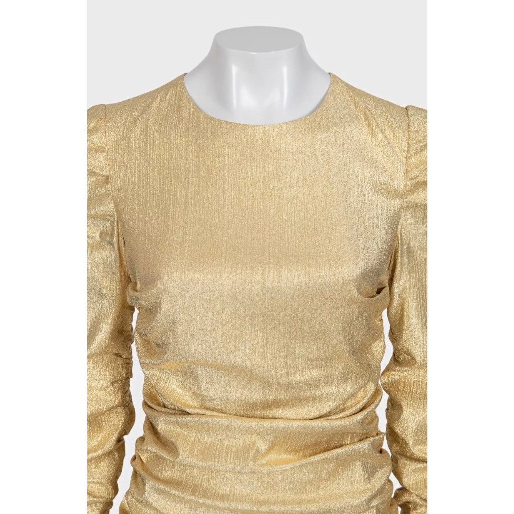 Dolce & Gabbana Gold Draped Fitted Dress - IT 46 / XL Pre-owned