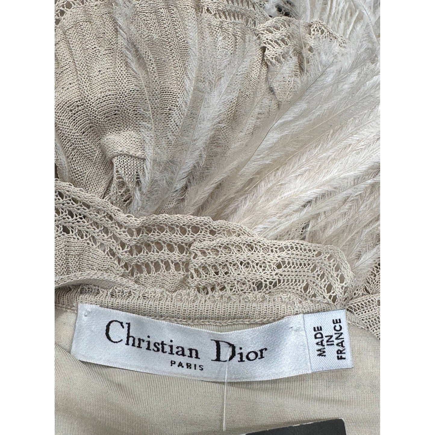 Christian Dior by Galliano Beige Knit Feather Dress Sz.38 Pre-owned