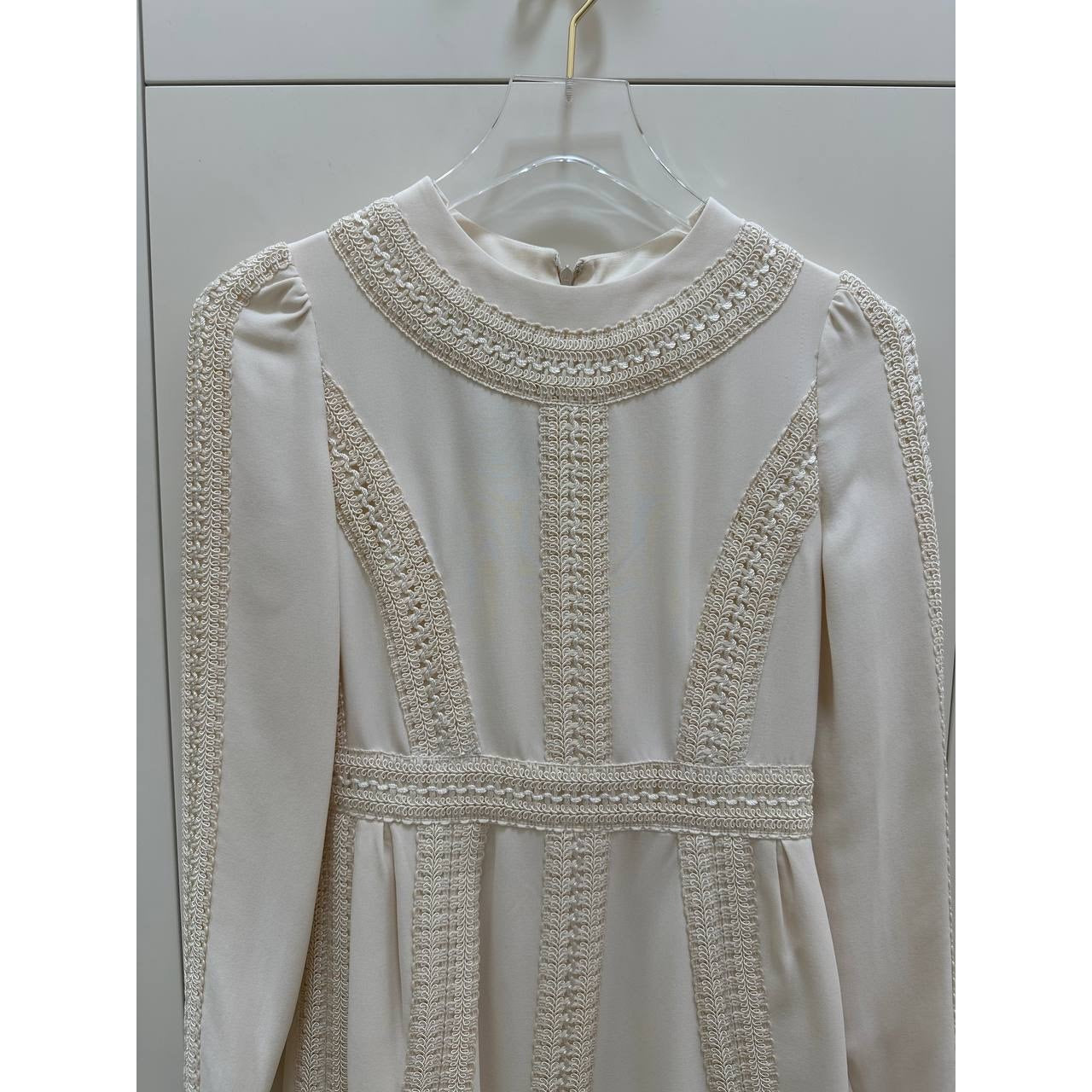 Vintage Valentino Silk Embroidered Trim Dress Sz.38 Pre-owned