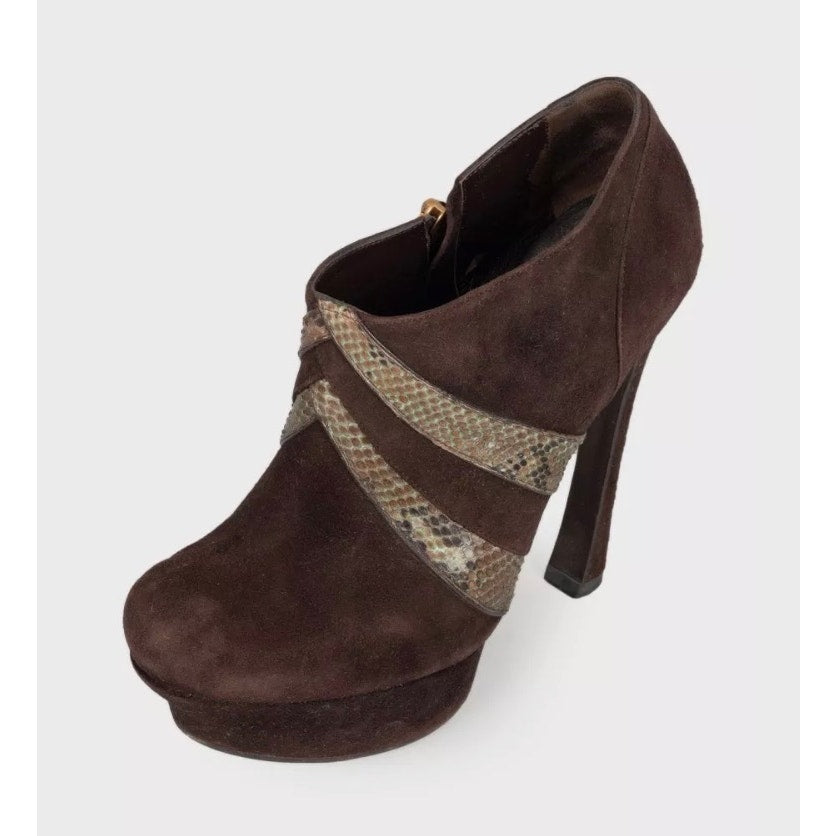 Saint Laurent Brown Suede Ankle Boots - Sz 38.5 pre-owned