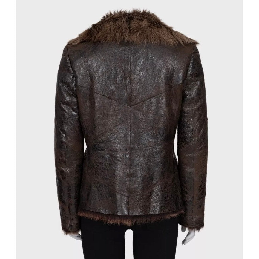 Max Mara Brown Shearling Sheepskin Coat - S Pre-owned