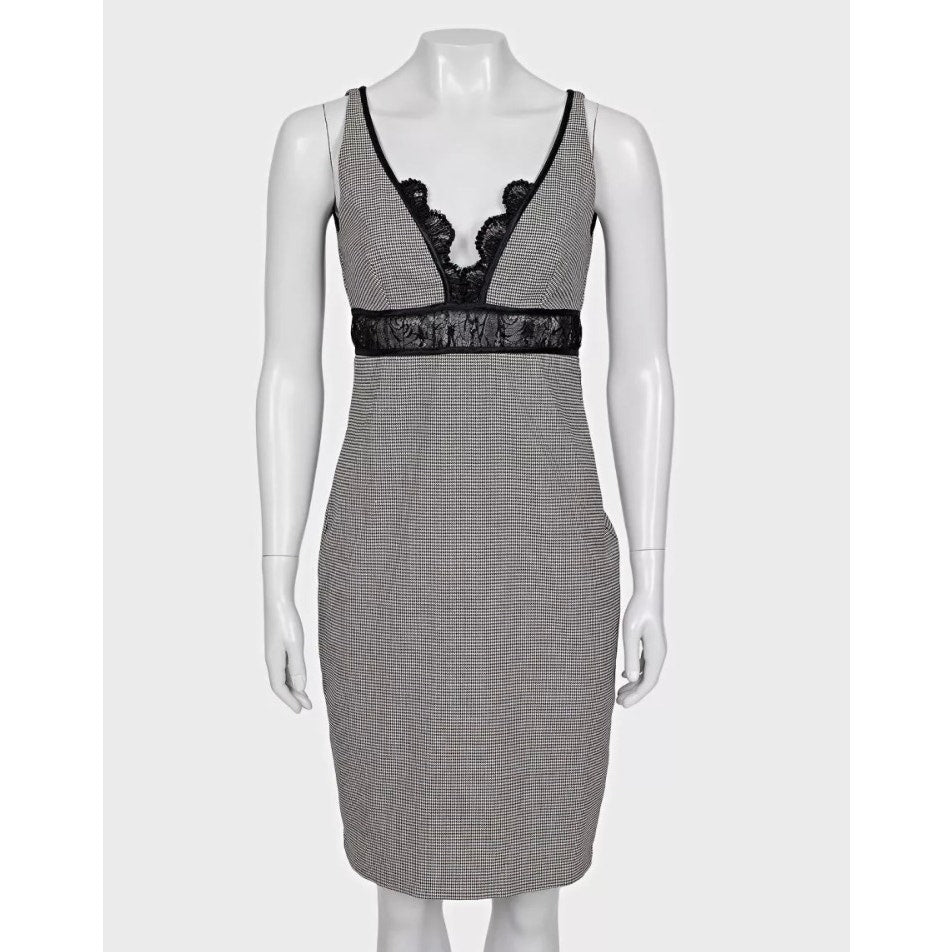 Roberto Cavalli Black & White Lace Wool Blend Dress Size 42/ M Pre-owned