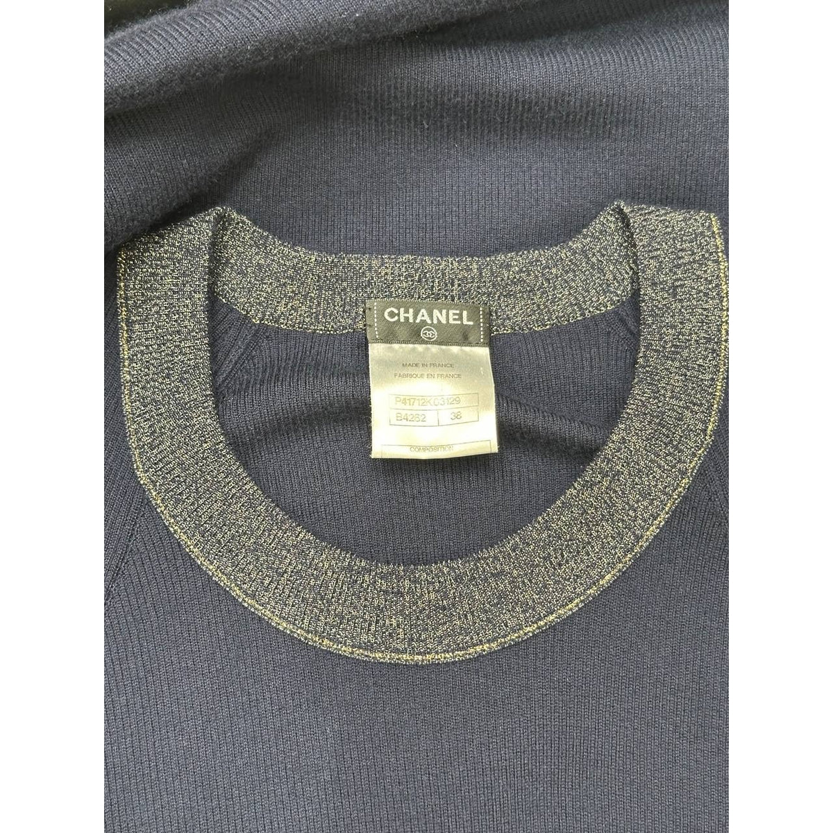 CHANEL Karl Lagerfeld Navy Cashmere Knit Dress Sz.38 Pre-owned