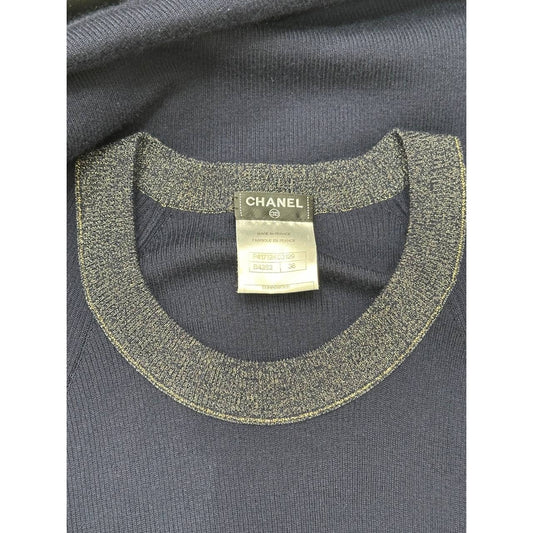 CHANEL Karl Lagerfeld Navy Cashmere Knit Dress Sz.38 Pre-owned