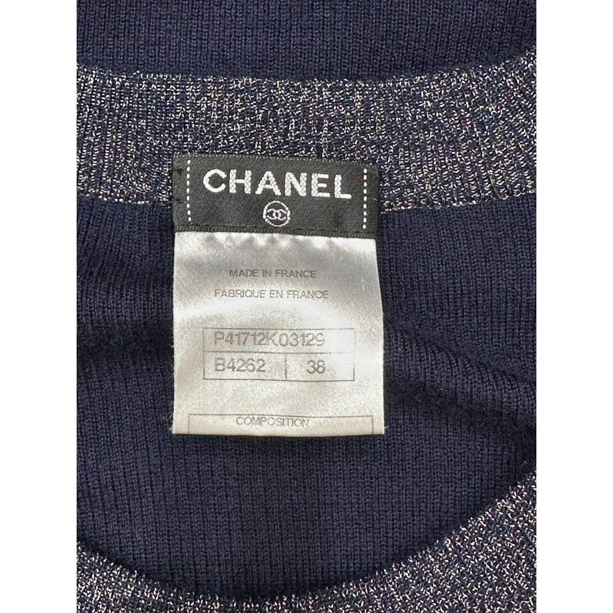 CHANEL Karl Lagerfeld Navy Cashmere Knit Dress Sz.38 Pre-owned