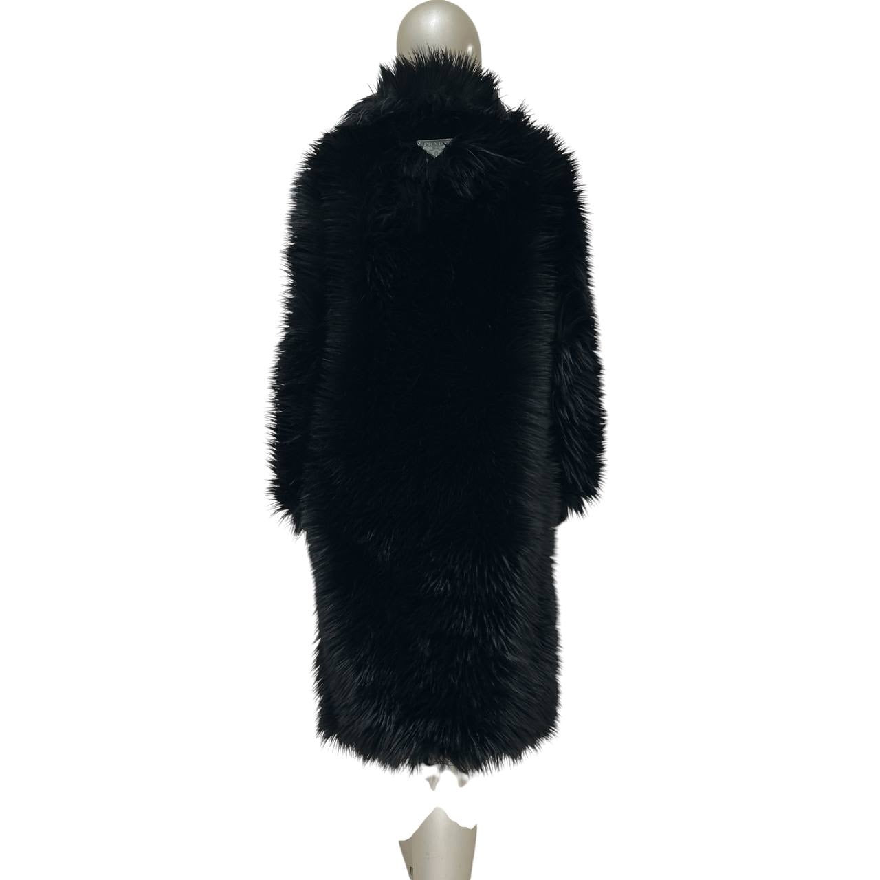 Prada 2011 Black Faux Fur Coat  Sz.40 pre-owned