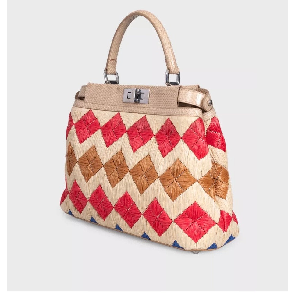 Chic Fendi Medium Raffia Peekaboo X-Tote Bag Pre-owned
