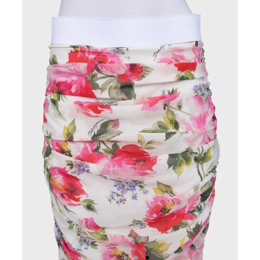 Dolce & Gabbana Floral Draped Silk Skirt IT 44/L Pre-owned