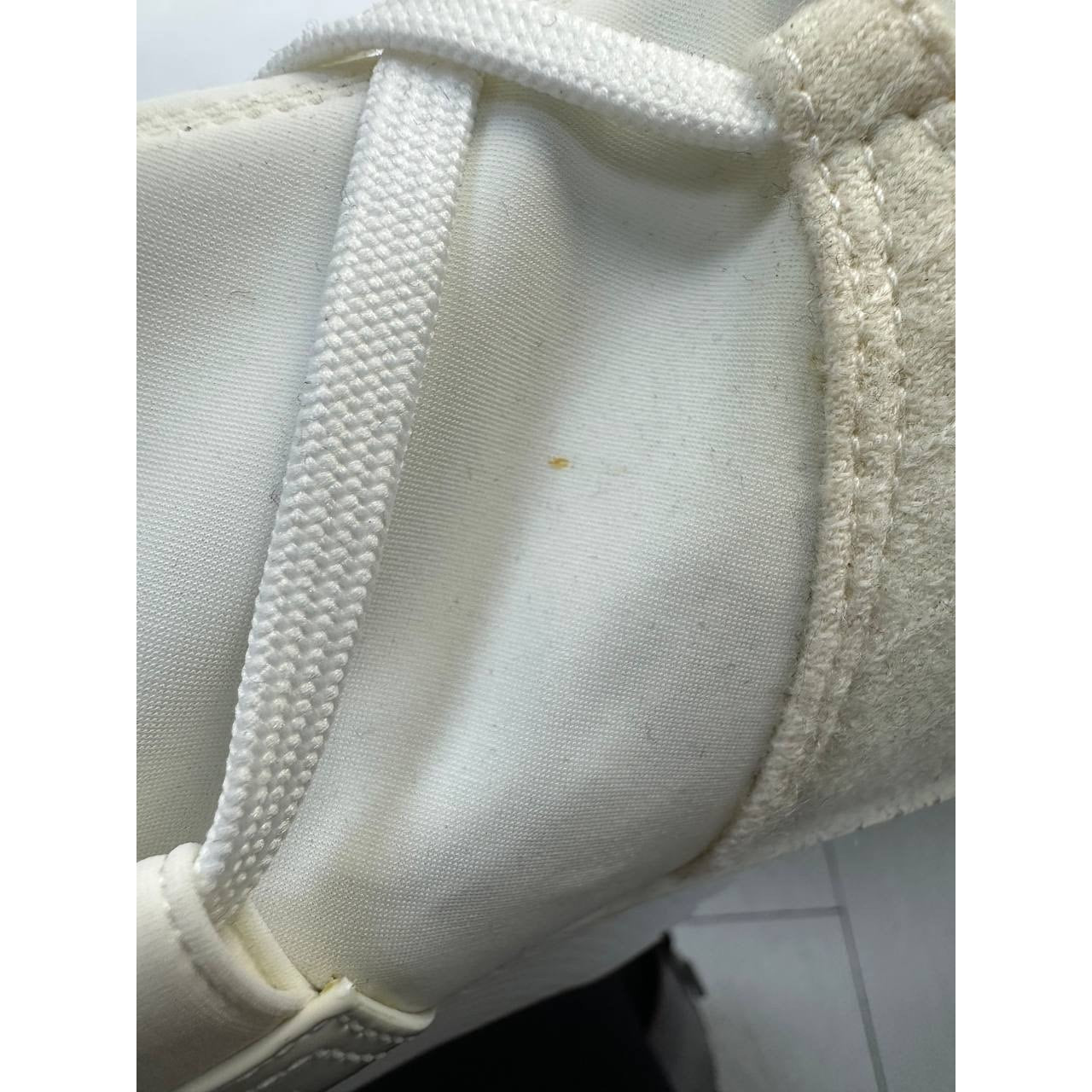 Chanel Off White Patent Leather Neoprene Wedge Boots - 38.5 Pre-owned