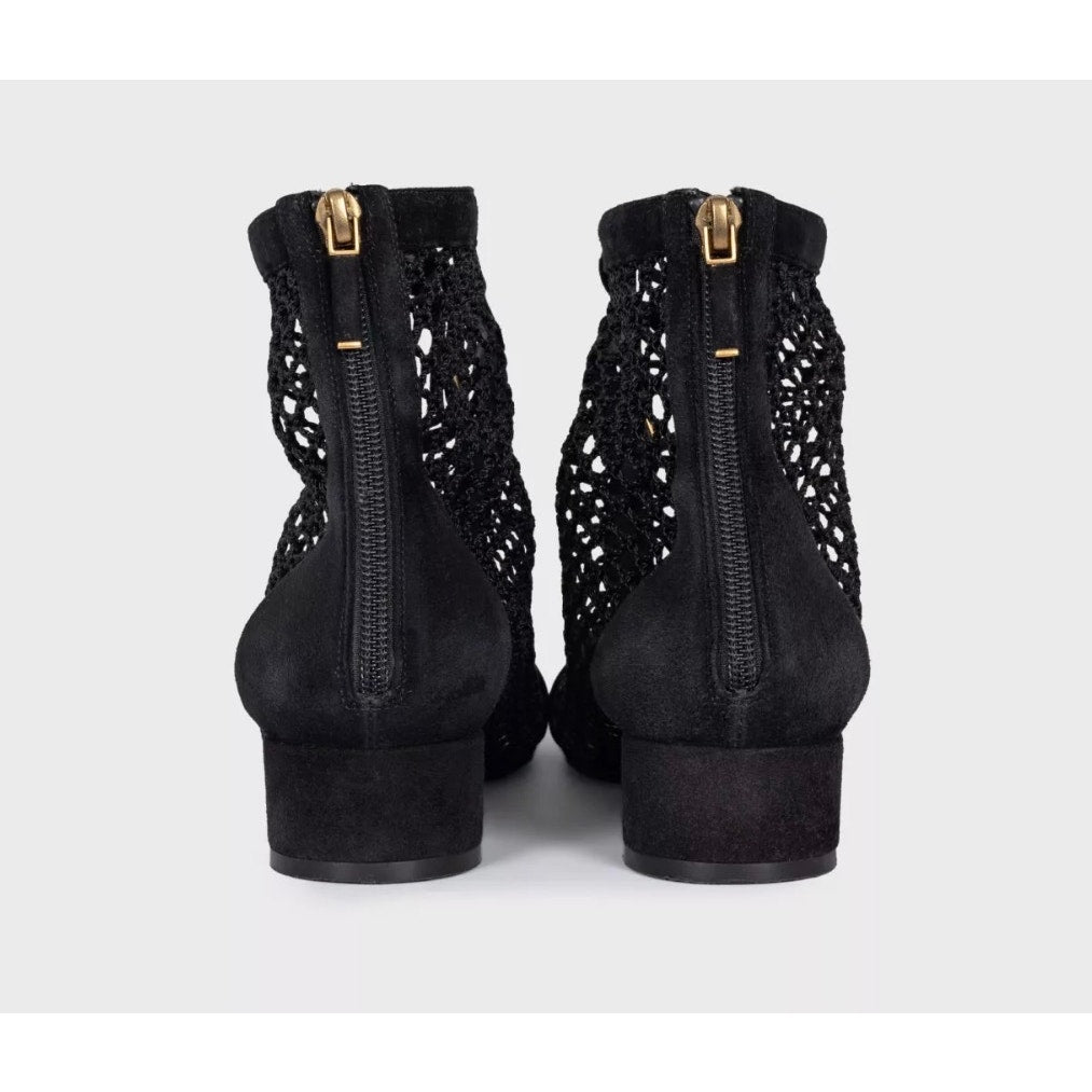 Christian Dior Black Suede Mesh Lace-Up Heels - EU 39 pre-owned