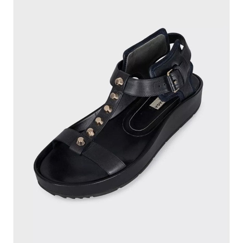 Balenciaga Black Leather Silver-Tone Sandals, EU 38 Pre-owned