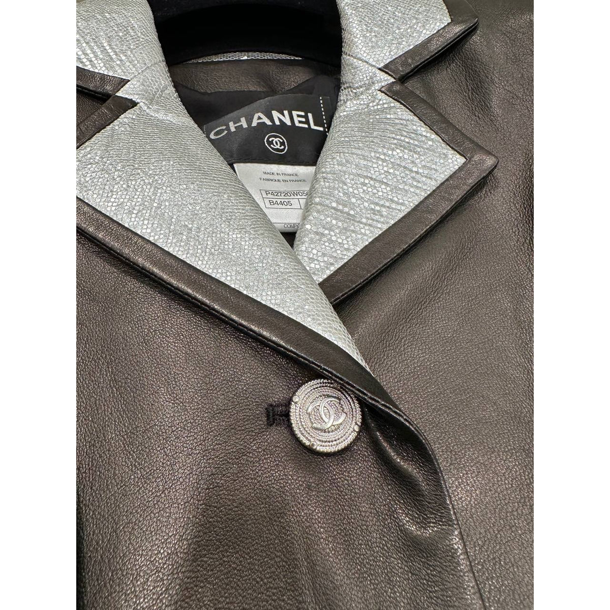 Chanel Black Lambskin Leather Two-Piece Suit Set  Sz.40/36 Pre-owned