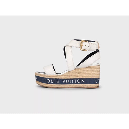 Louis Vuitton Leather Wedge Sandals - Size 39 pre-owned