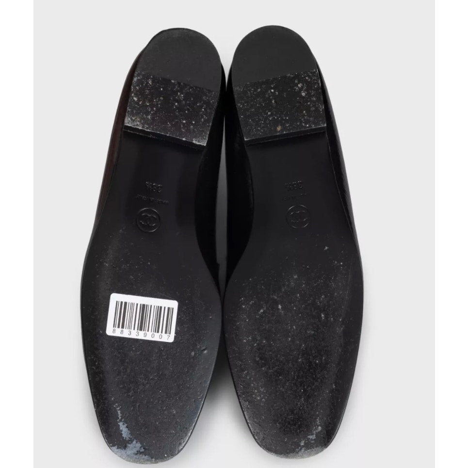 Chanel Black Leather CC Logo Ballet Flats - Size 38.5 pre-owned