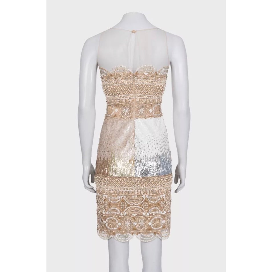 Valentino Beige Silk Embellished Dress | UK 6 XS Pre-owned