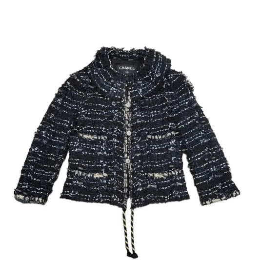 Chanel SS06 Fantasy Tweed Black Rope Trim Jacket Sz.38 Pre-owned