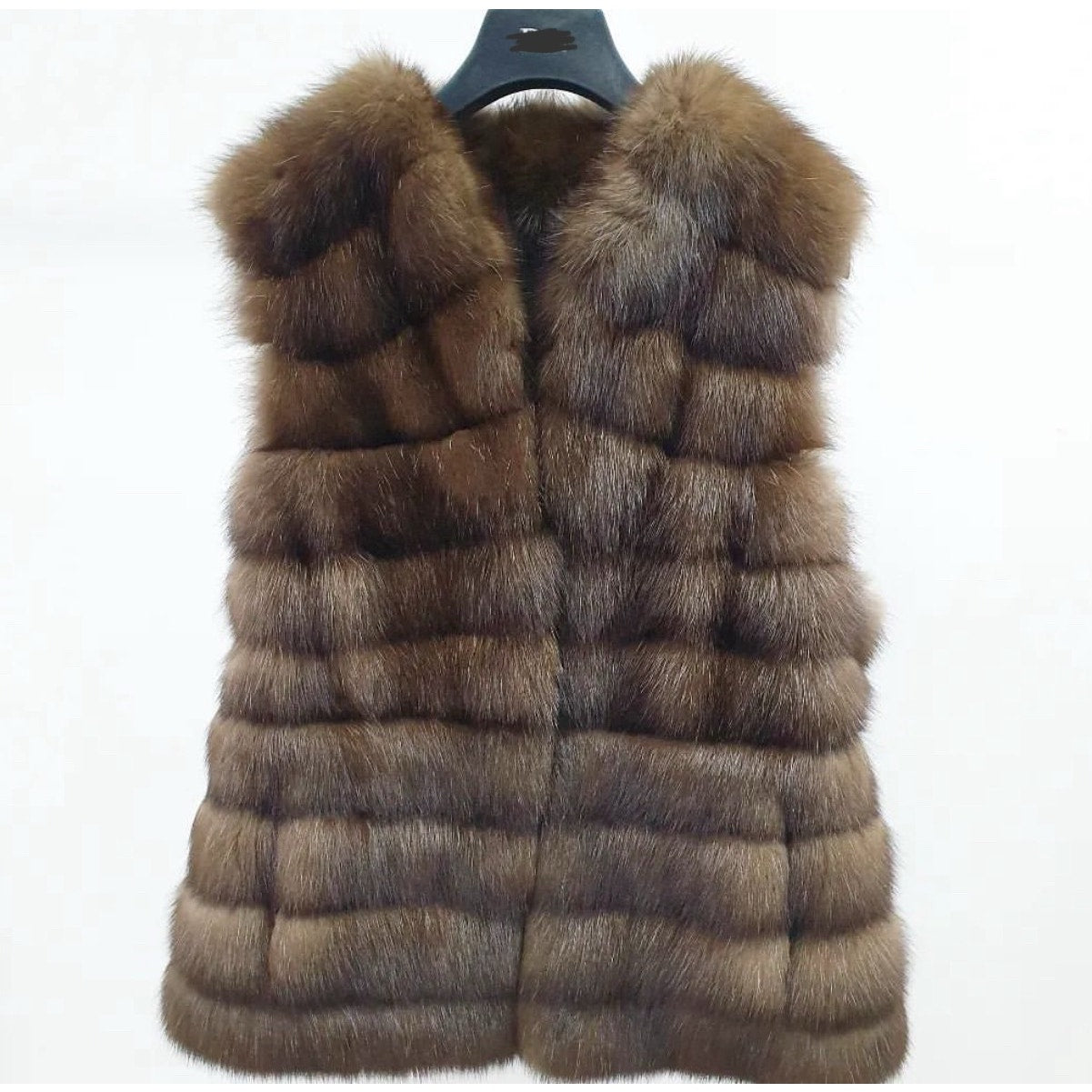 Amato Sable Fur Sleeveless Coat Jacket Size Small (42) Pre-owned