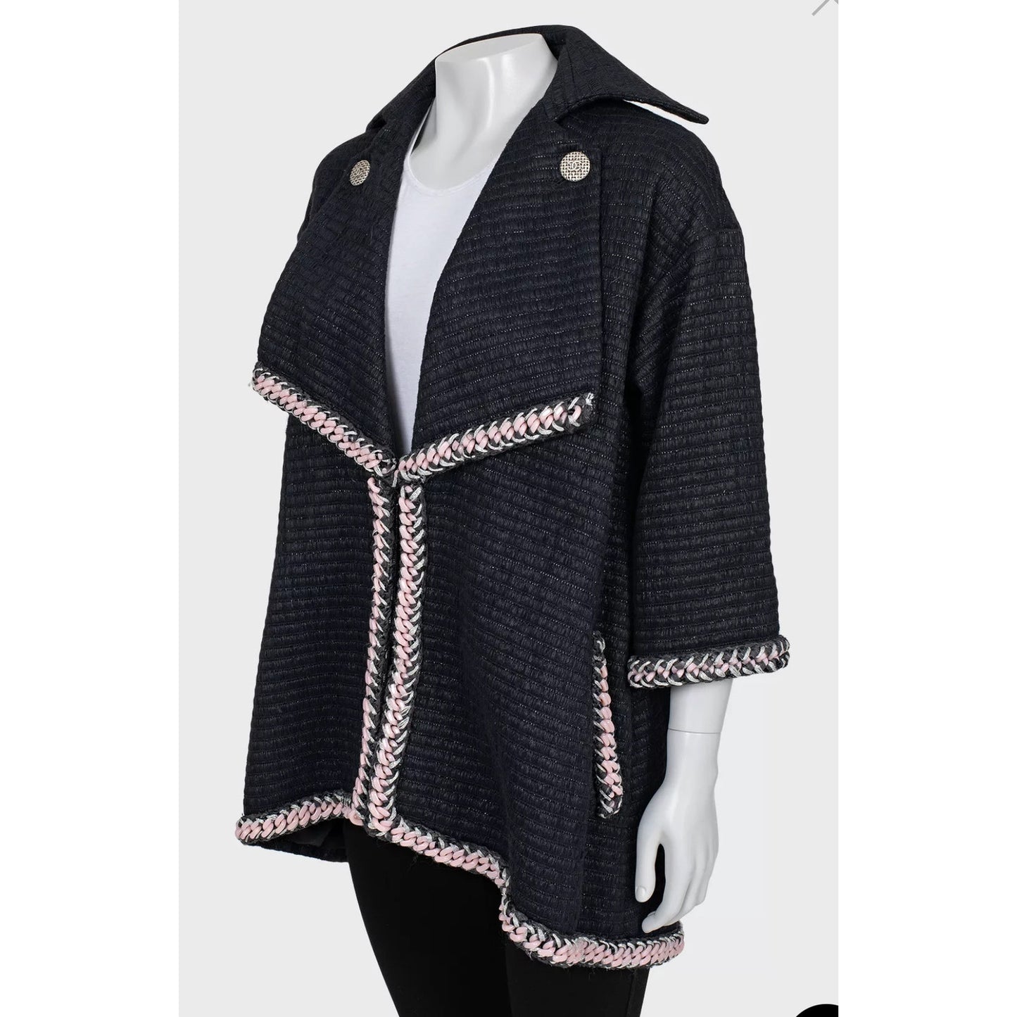 Chanel Trimmed Coat Sz.36 Pre-owned