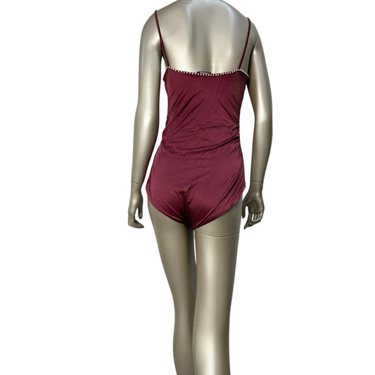 Chanel Burgundy Pearls Swimsuit Sz.42 pre-owned