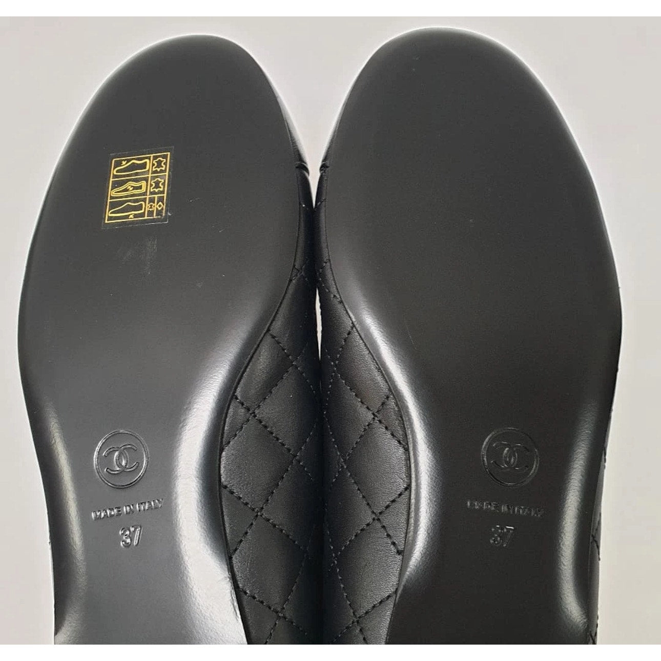 NWOB Chanel Leather Ballet Flats Sz.37 Pre-owned