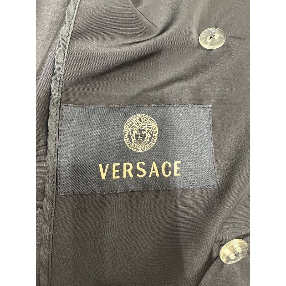 Vintage Versace Black Medusa Trench Coat Sz.40 Pre-owned