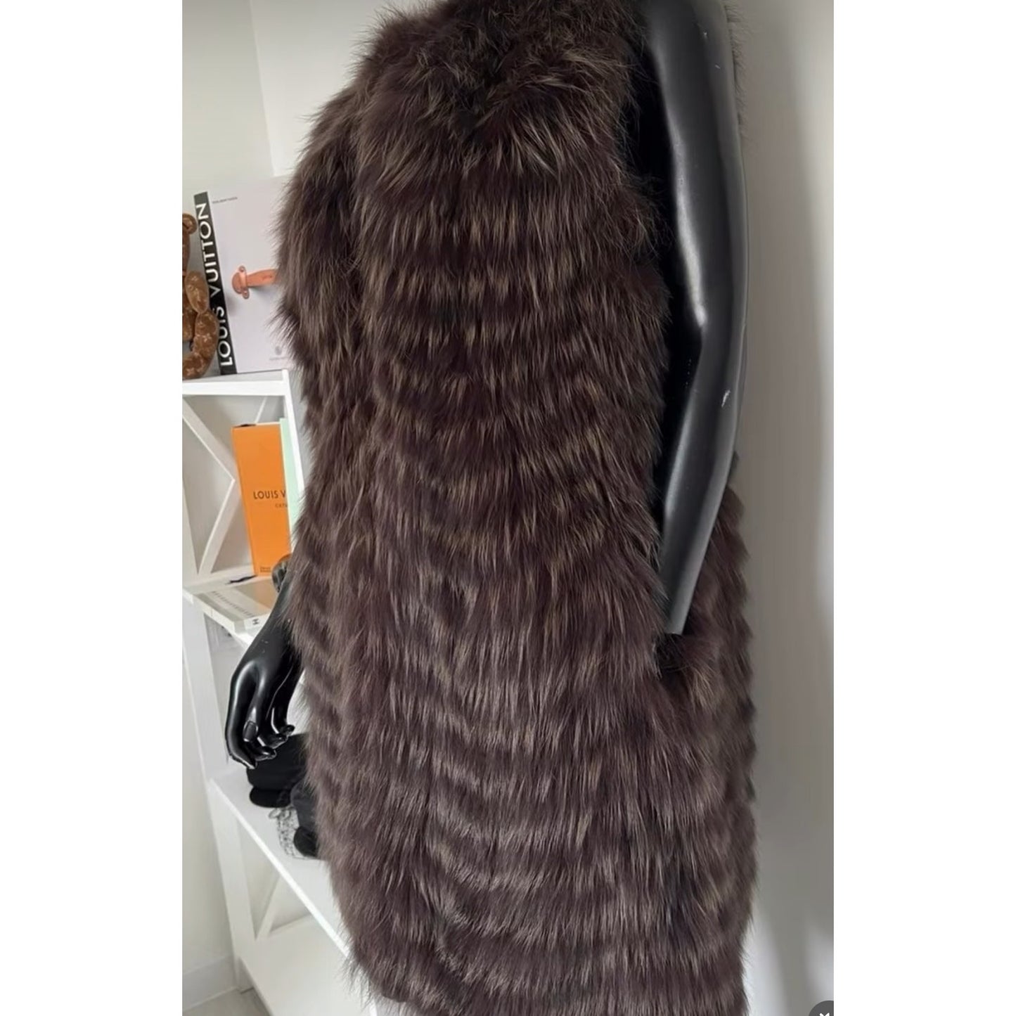 Christian Dior Sleeveless Fox Fur Coat Size 38 - Excellent pre-owned